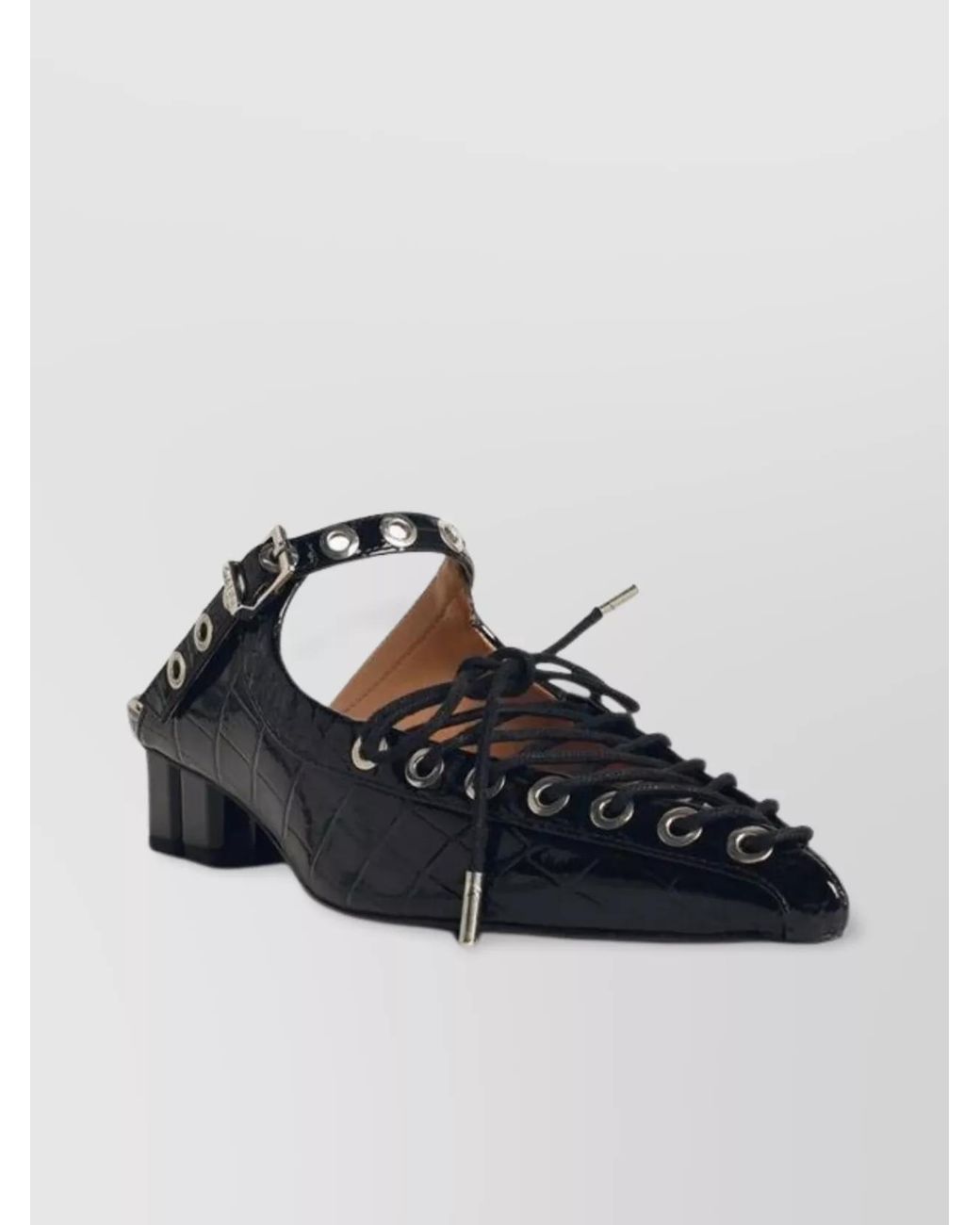 Ganni Multicolor Lace-Up Leather Mules