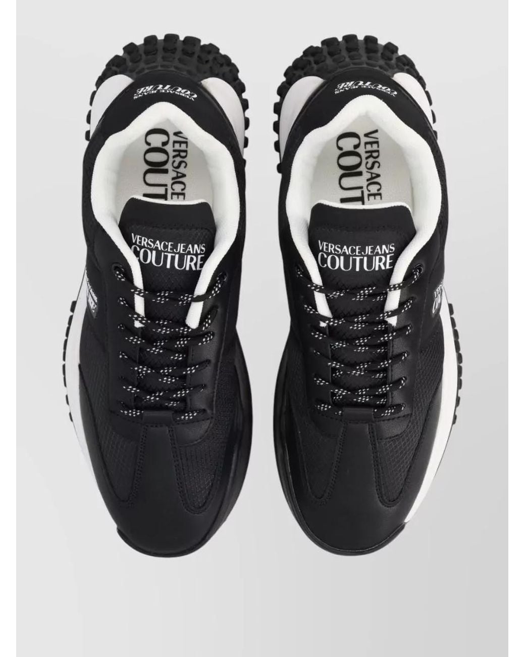 Versace Jeans Couture Black Leather Low-Top Sneakers for men