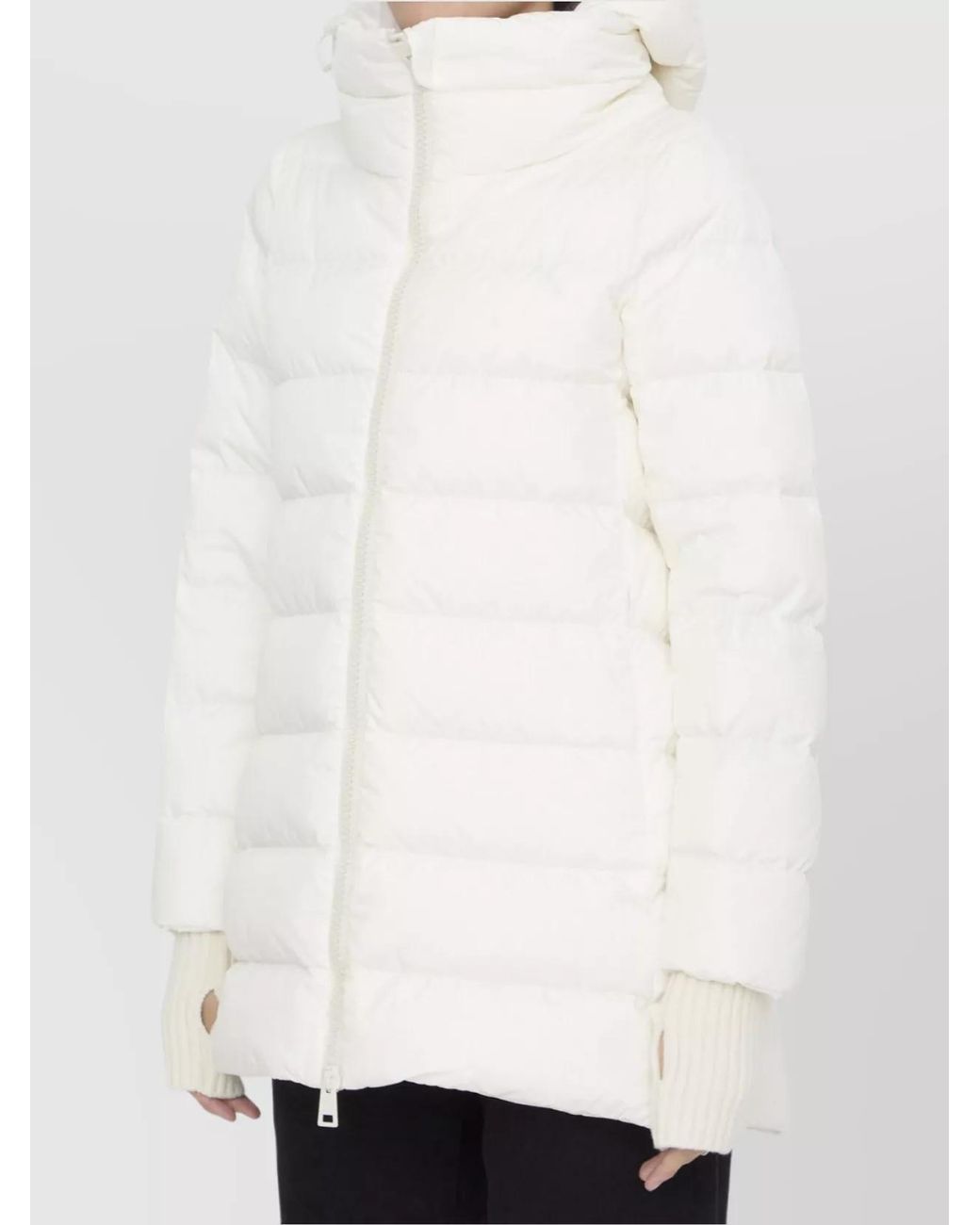 Herno White Long Puffer Jacket With Hood And Pockets
