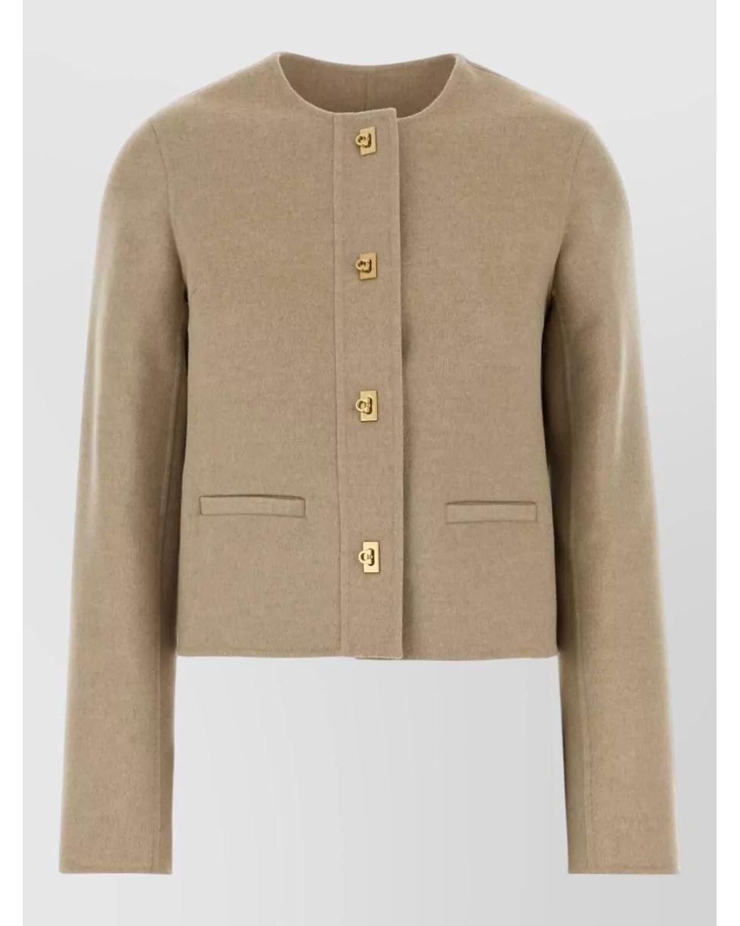 Ferragamo Natural Cashmere Blend Cropped Blazer