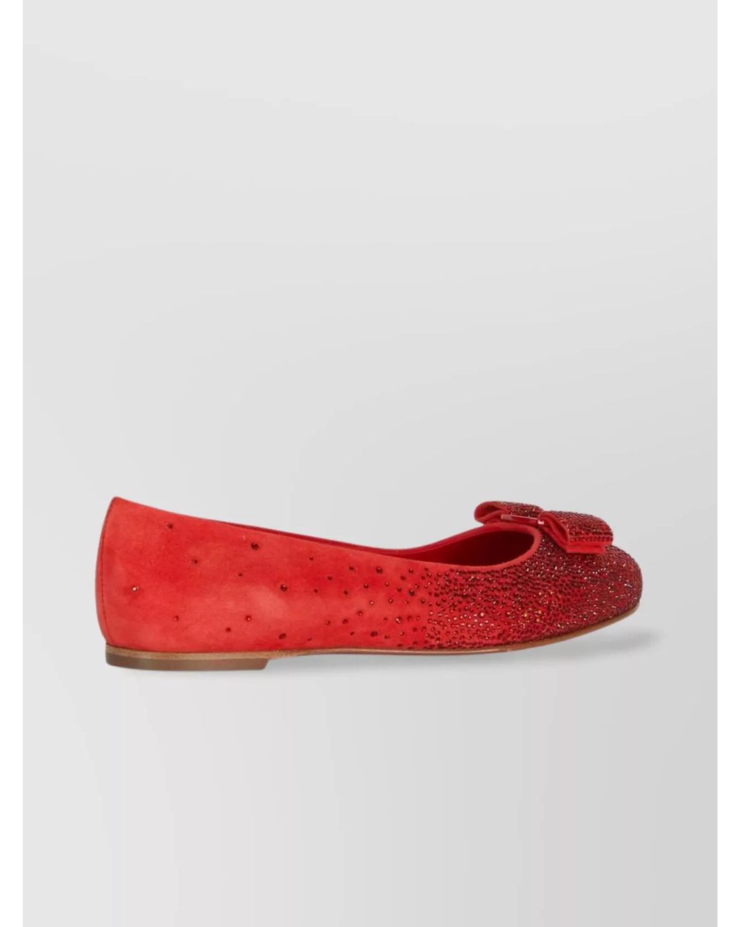 Ferragamo Red Leather Ballerina Flats