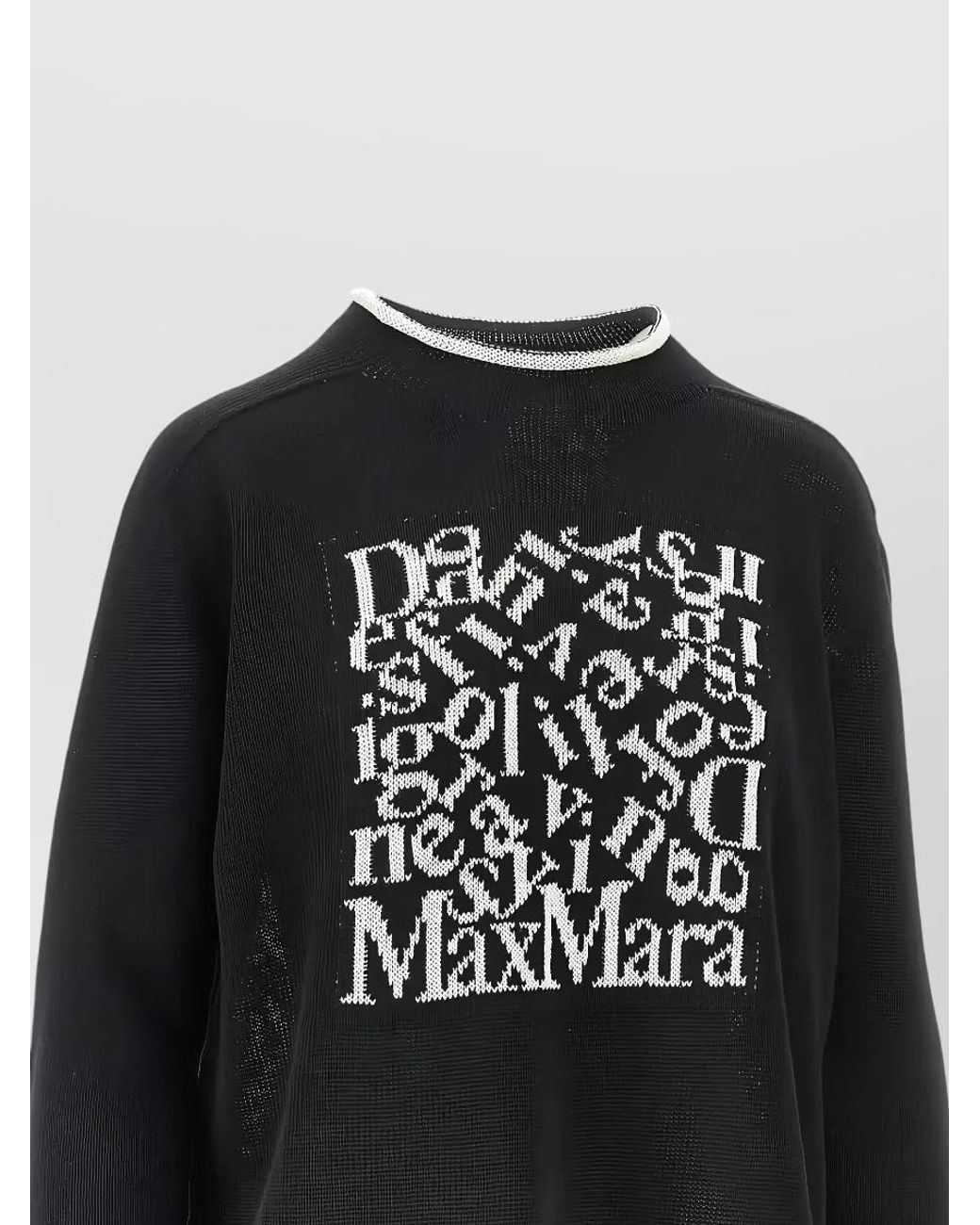 Max Mara Black Linen Embroidered Sweatshirt