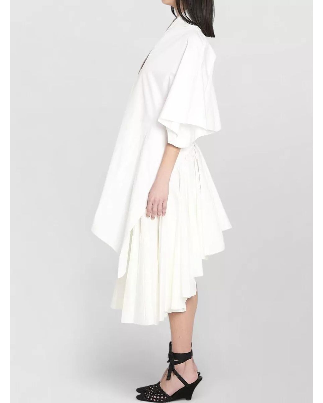 Jacquemus White Cotton Draped Open-Back Midi Tunic Dress