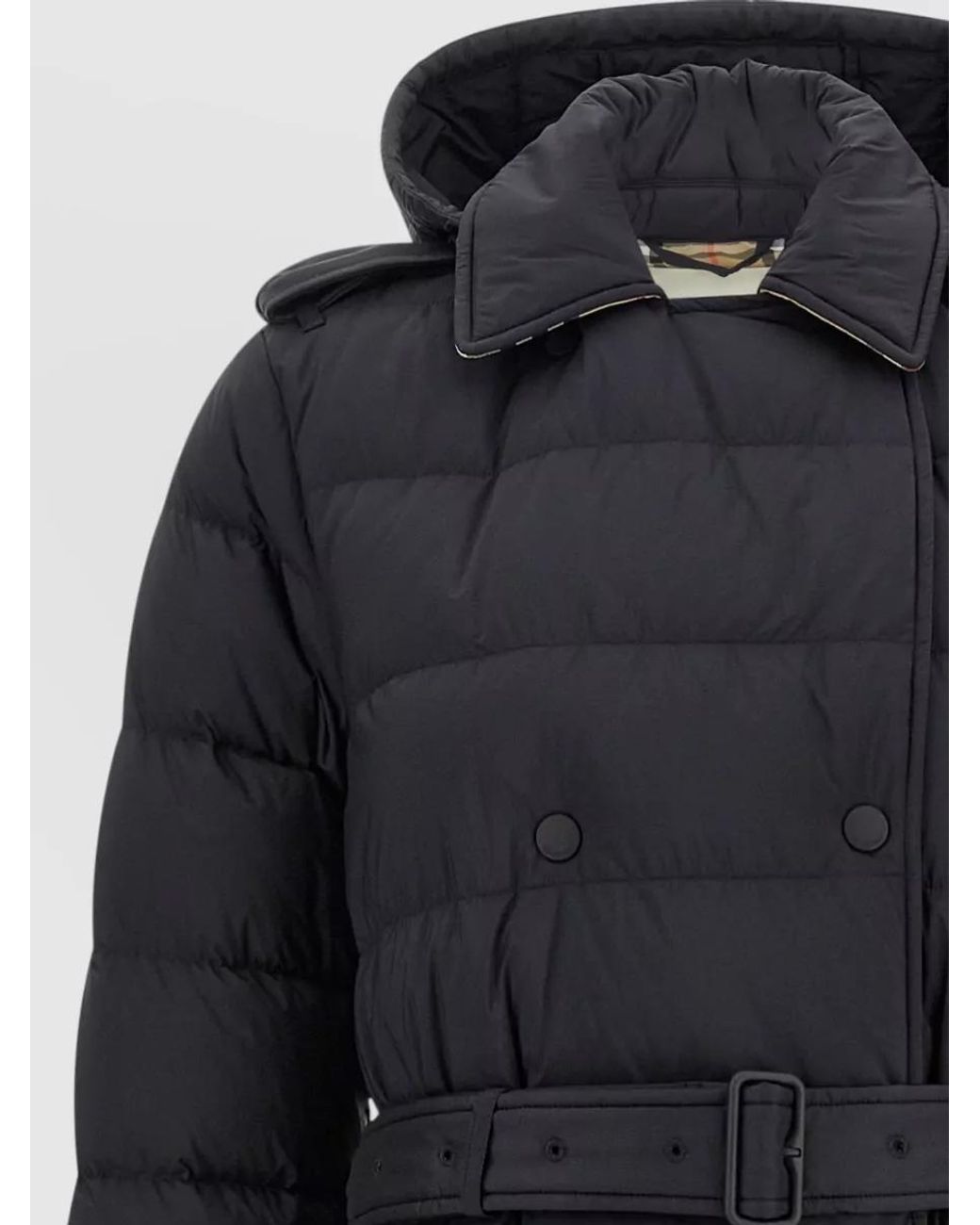 Burberry Blue Quilted Double-Breasted Belted Puffer Jacket