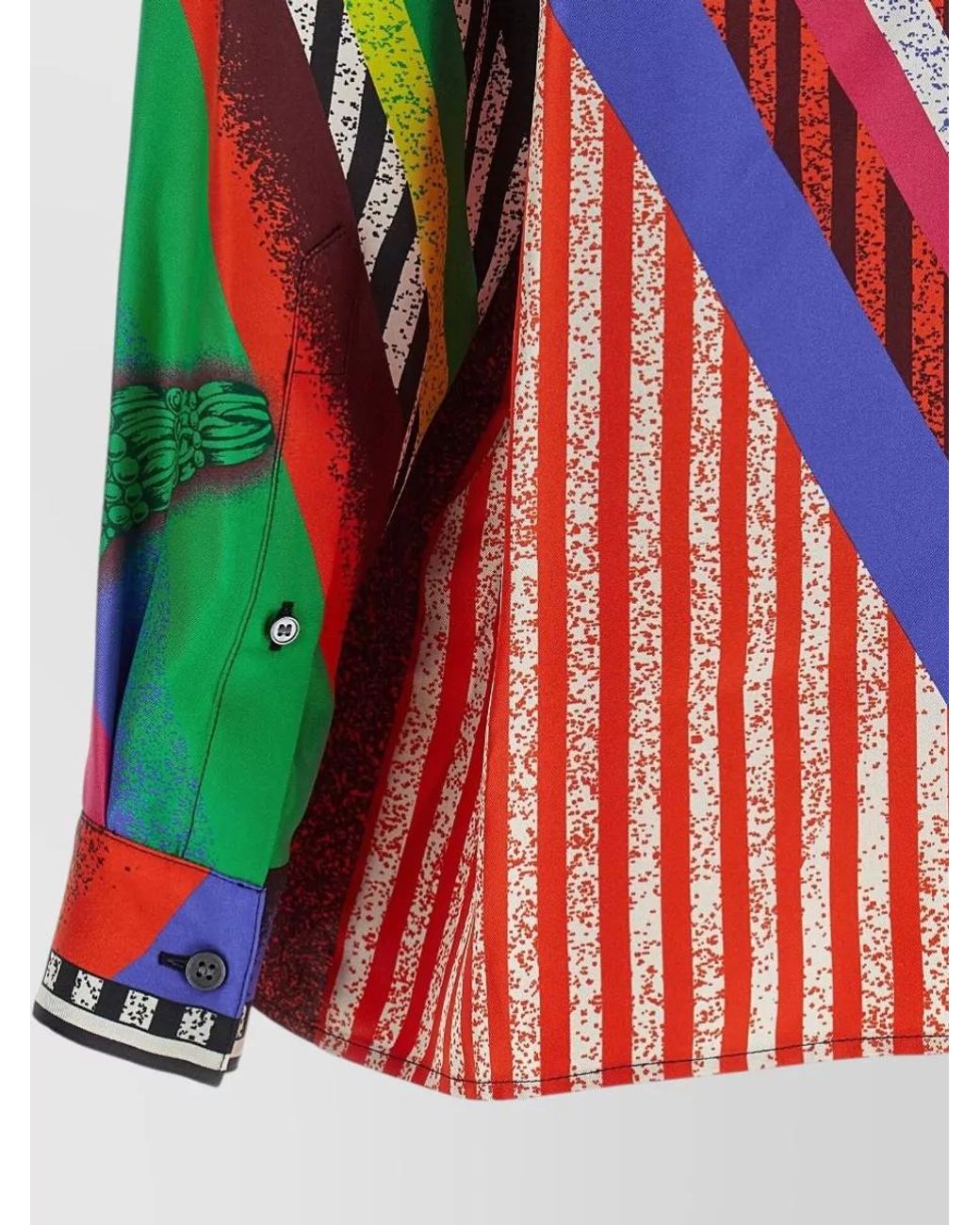 Versace Red Silk Formula 6 Printed Long-Sleeve Shirt