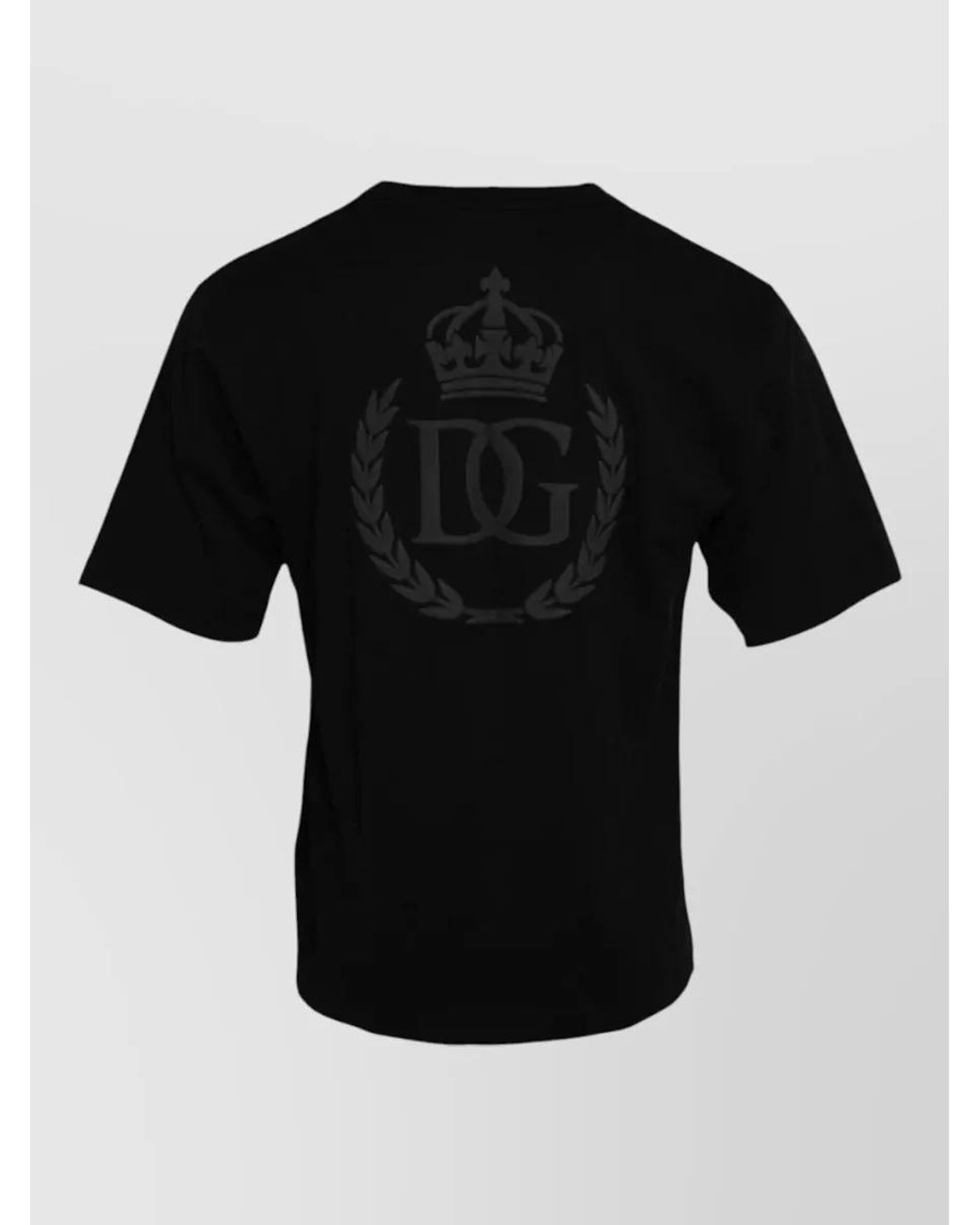 Dolce & Gabbana Black Cotton Logo Embossed Crew Neck T-Shirt for men