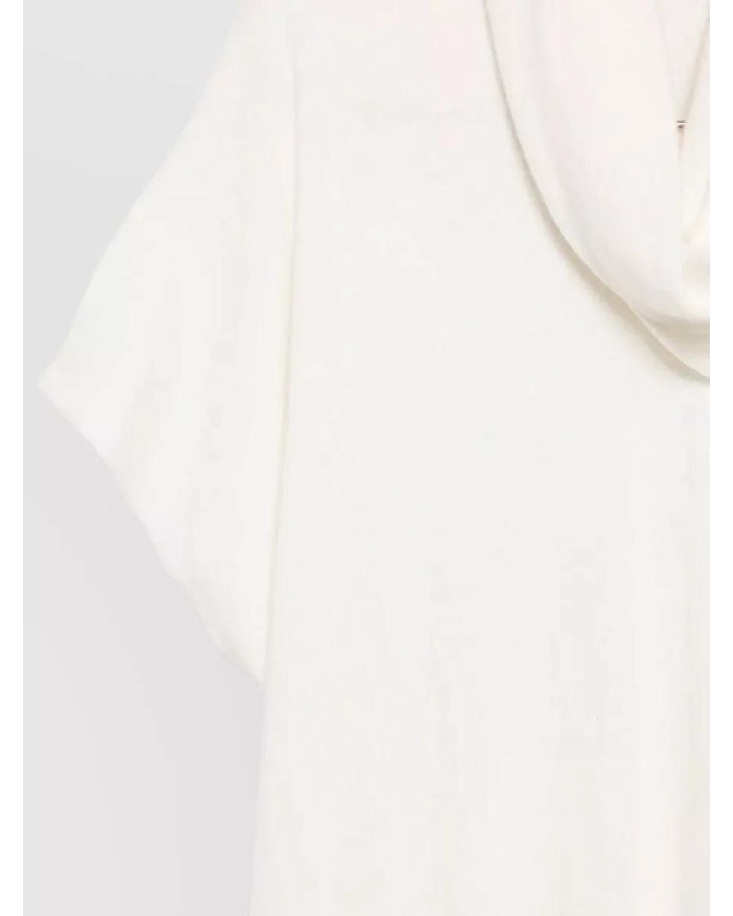 Lisa Yang White Cashmere V-Neck Short-Sleeve Sweater