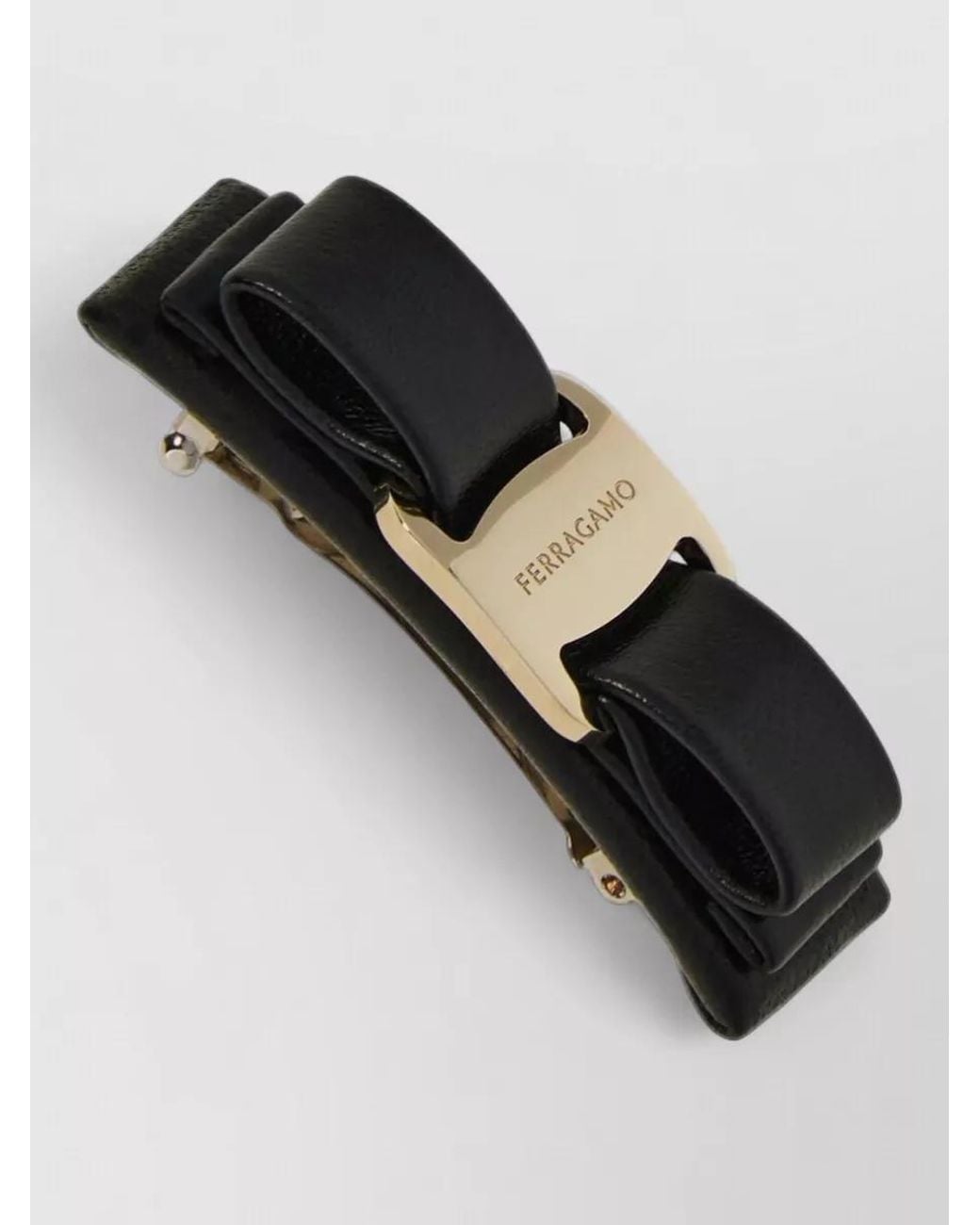Ferragamo Gray Leather Hair Clip
