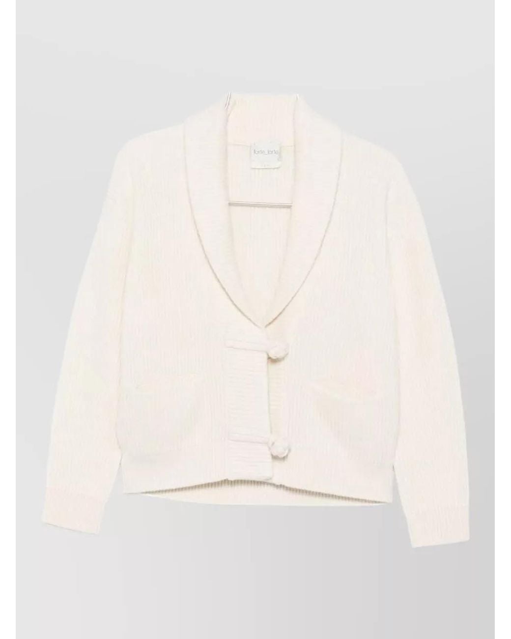 Forte_forte Natural Ribbed Cashmere Blend Shawl Collar Cardigan
