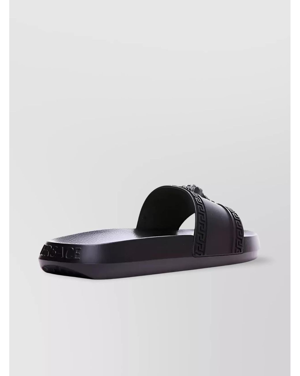 Versace Black Flat Sole Open Toe Sandals for men
