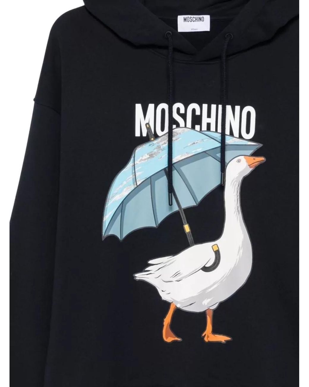 Moschino Black Cotton Crewneck Hoodie for men