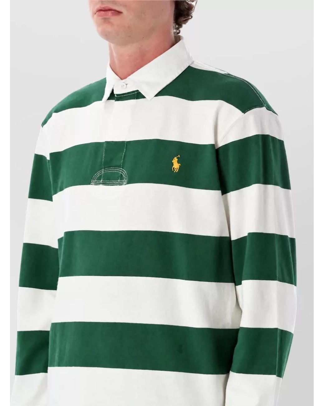 Polo Ralph Lauren Black Striped Cotton Rugby Polo Shirt for men