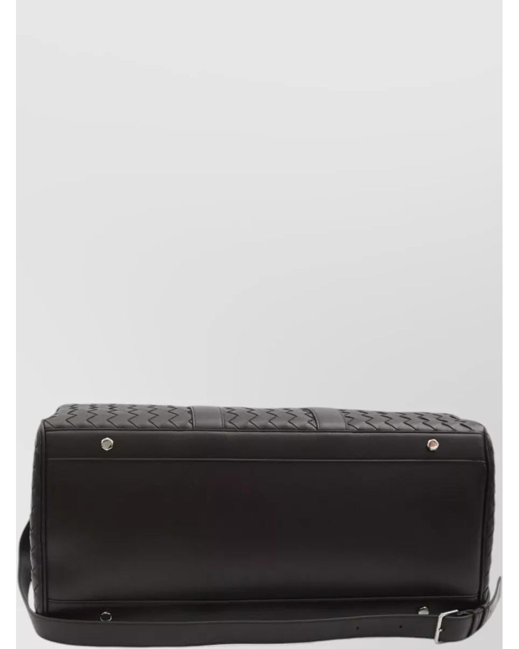 Bottega Veneta Black Leather Intrecciato Duffle Bag for men
