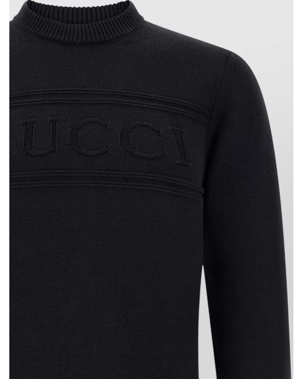 Gucci Blue Intarsia Knit Long-Sleeve Sweater for men
