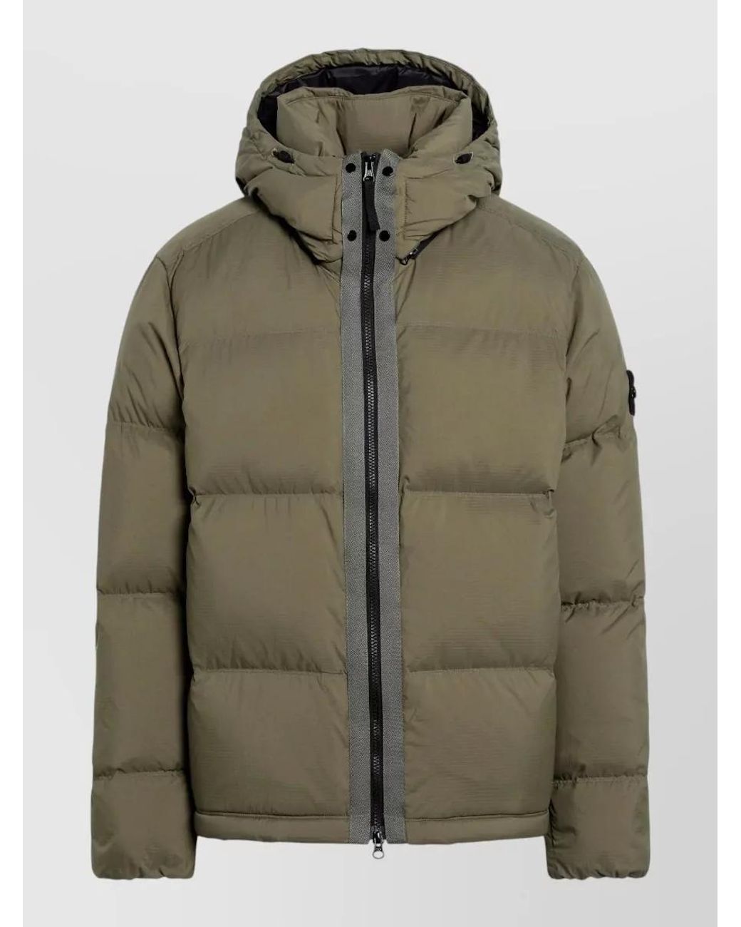 Stone Island Green Ripstop Hooded Puffer Jacket for men