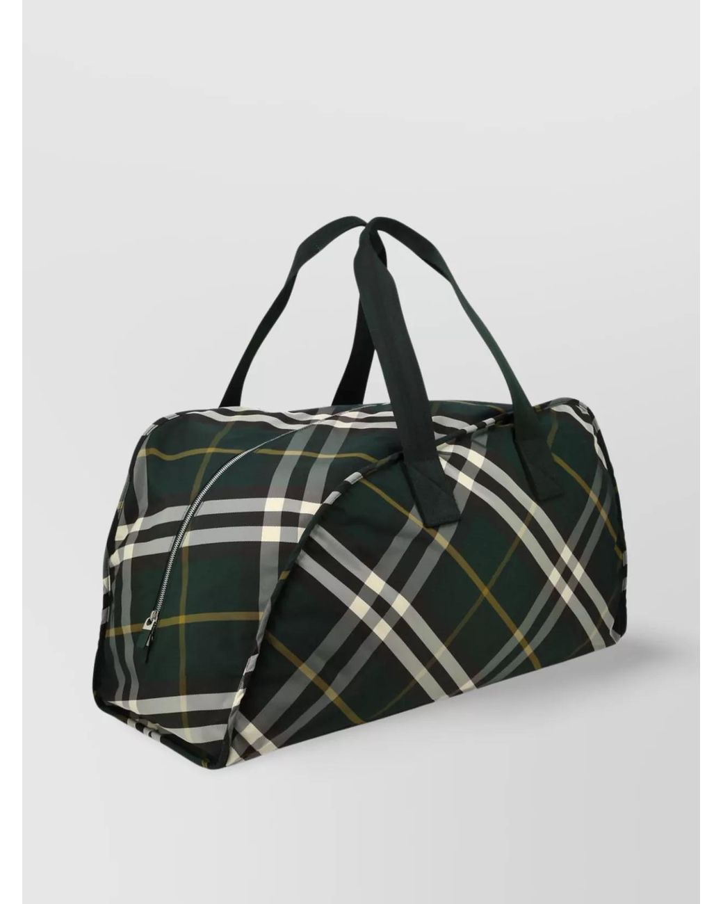 Burberry Black Checked Fabric Duffle Bag for men