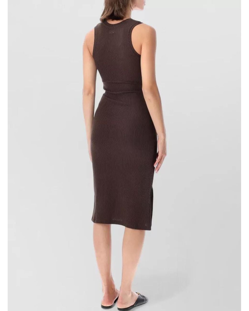 Loewe Red Ribbed Sleeveless Slim-Fit Knee-Length Dress