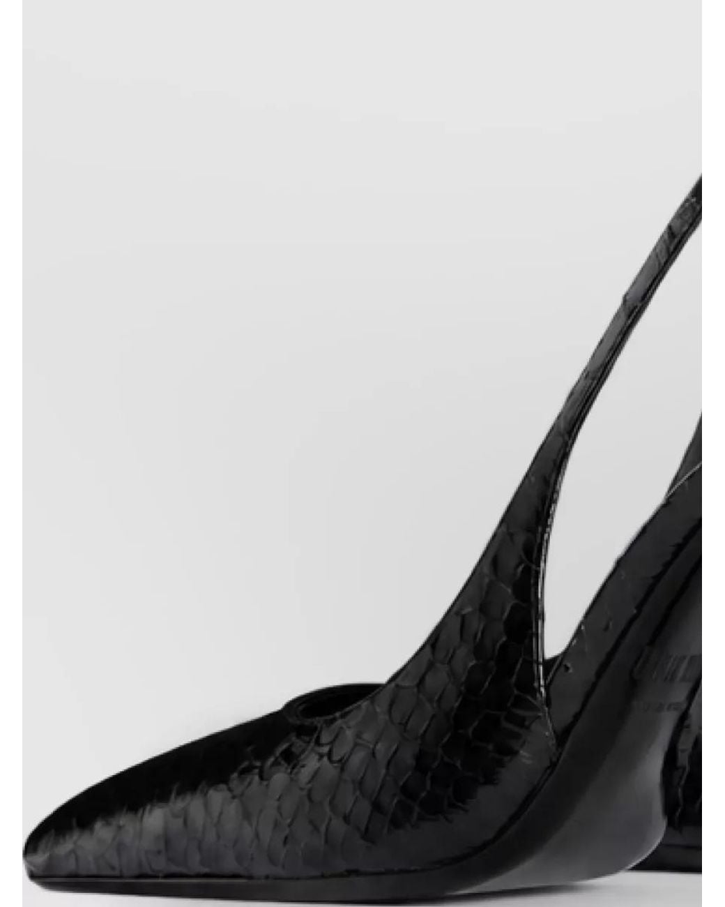 Paris Texas Black Calfskin Python-Print Slingback Pumps
