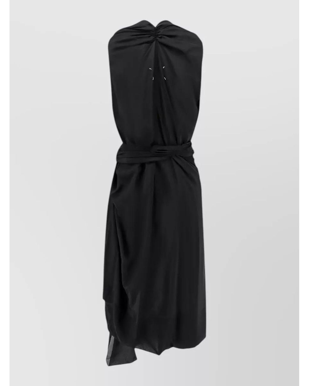 Maison Margiela Black Draped Silk Dress