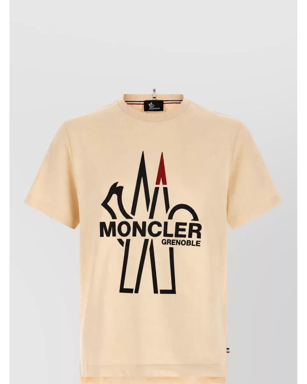 Moncler Natural Cotton Logo Print Short Sleeve T-Shirt for men