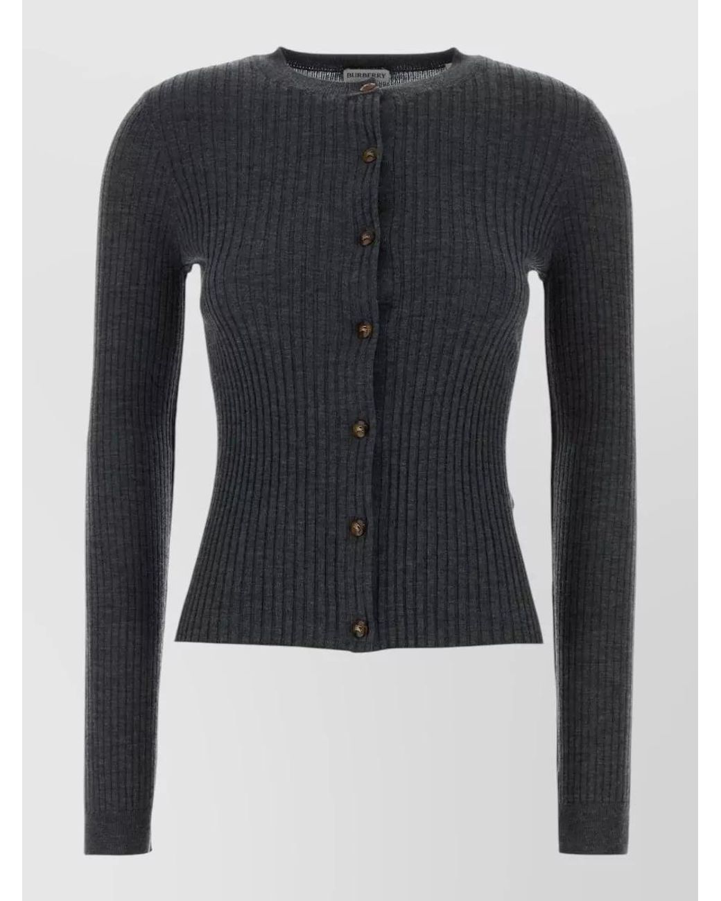 Burberry Blue Cashmere Ribbed Slim-Fit Cardigan