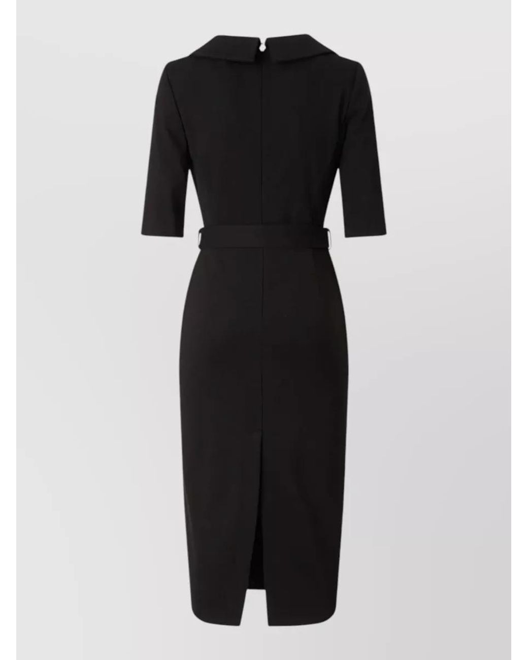 Pinko Black Fitted Belted Knee-Length Dress