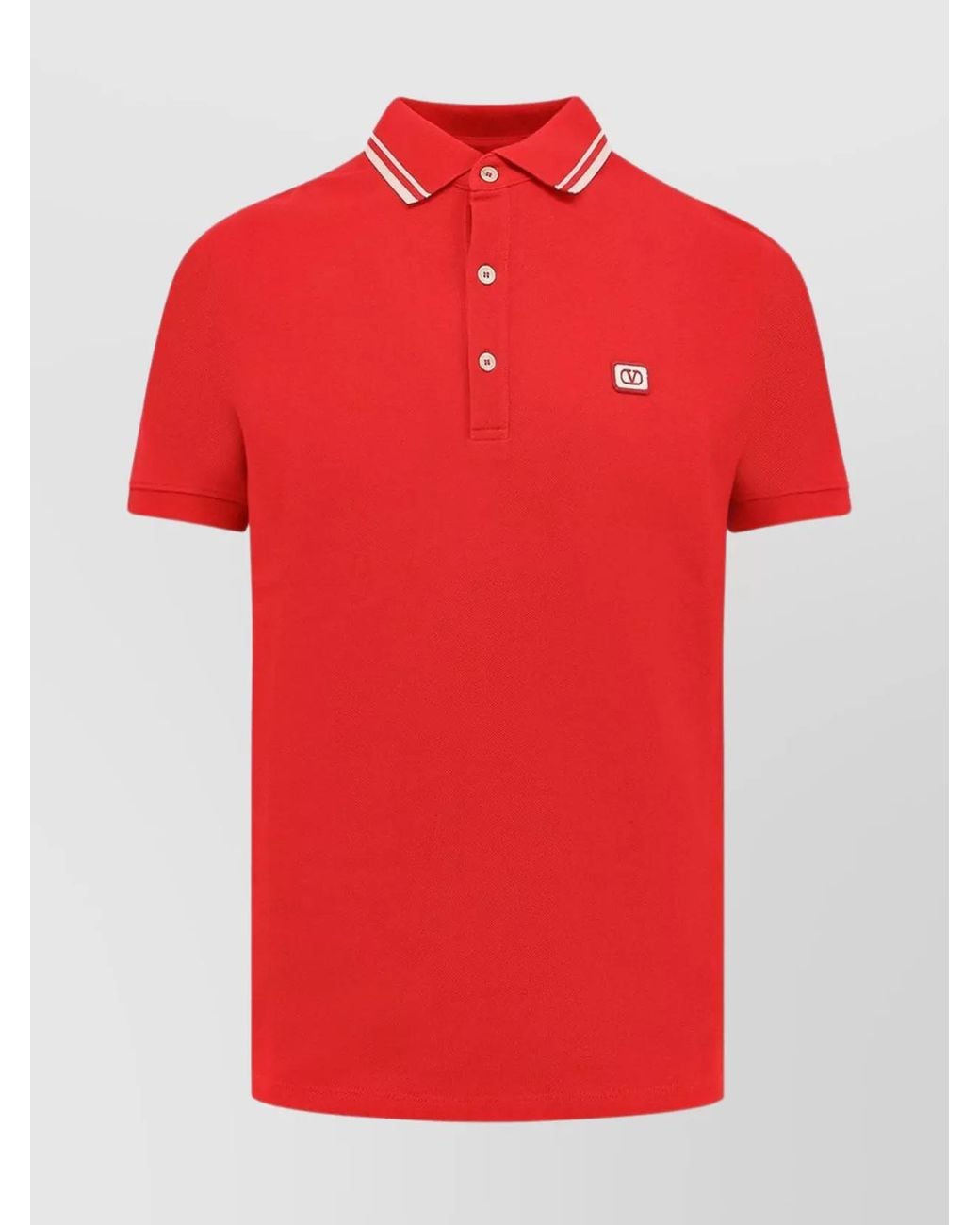Valentino Red Cotton Short-Sleeve Polo Shirt for men
