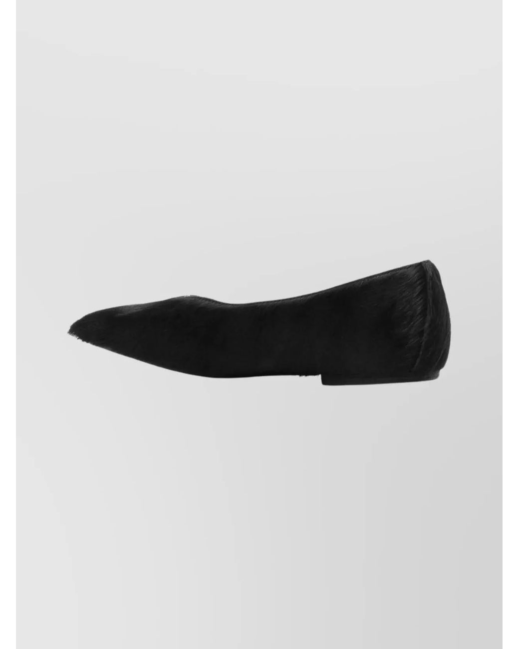 Rick Owens Black Leather Square-Toe Ballerina Flats