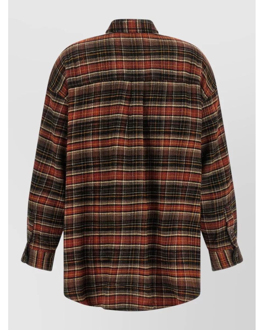 R13 Brown Cotton Oversized Checked Shirt