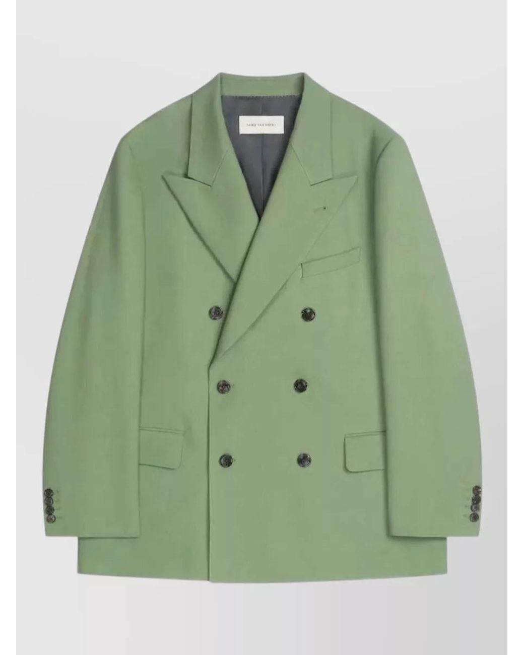 Dries Van Noten Green Wool Oversized Double-Breasted Blazer for men