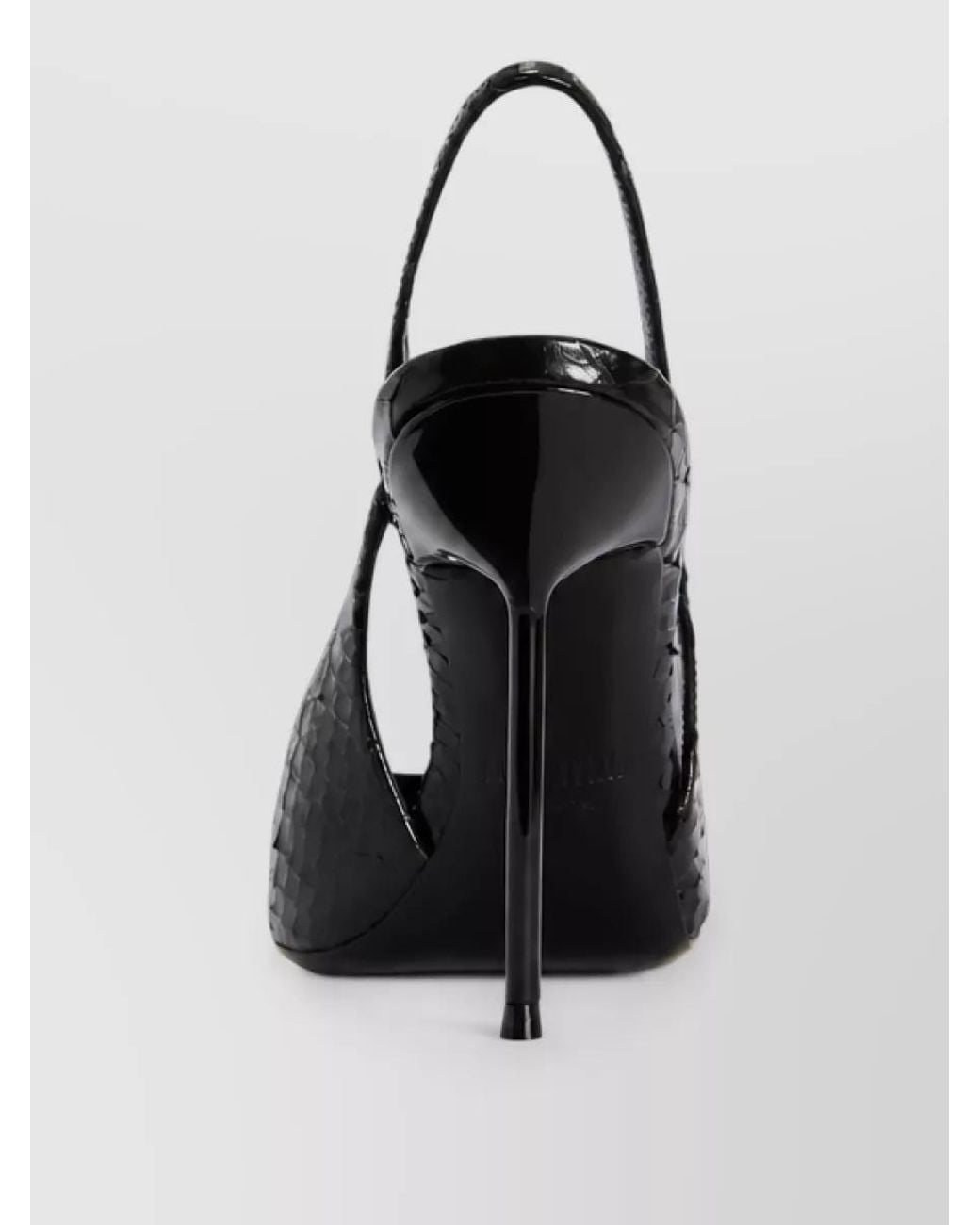 Paris Texas Black Calfskin Python-Print Slingback Pumps