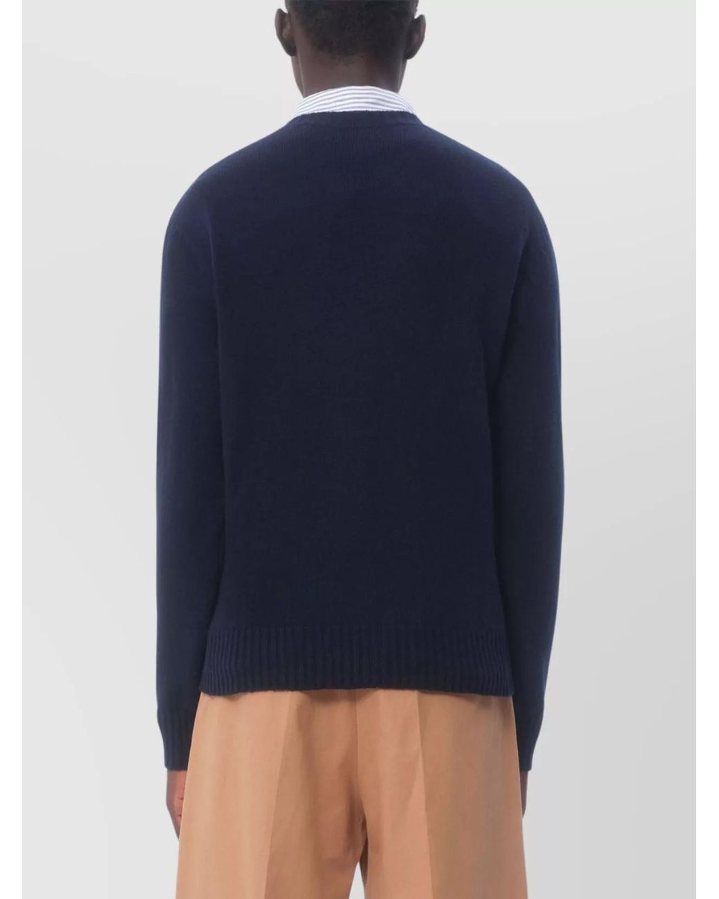 Valentino Garavani Blue Virgin Wool Fine-Knit Crew-Neck Sweater for men