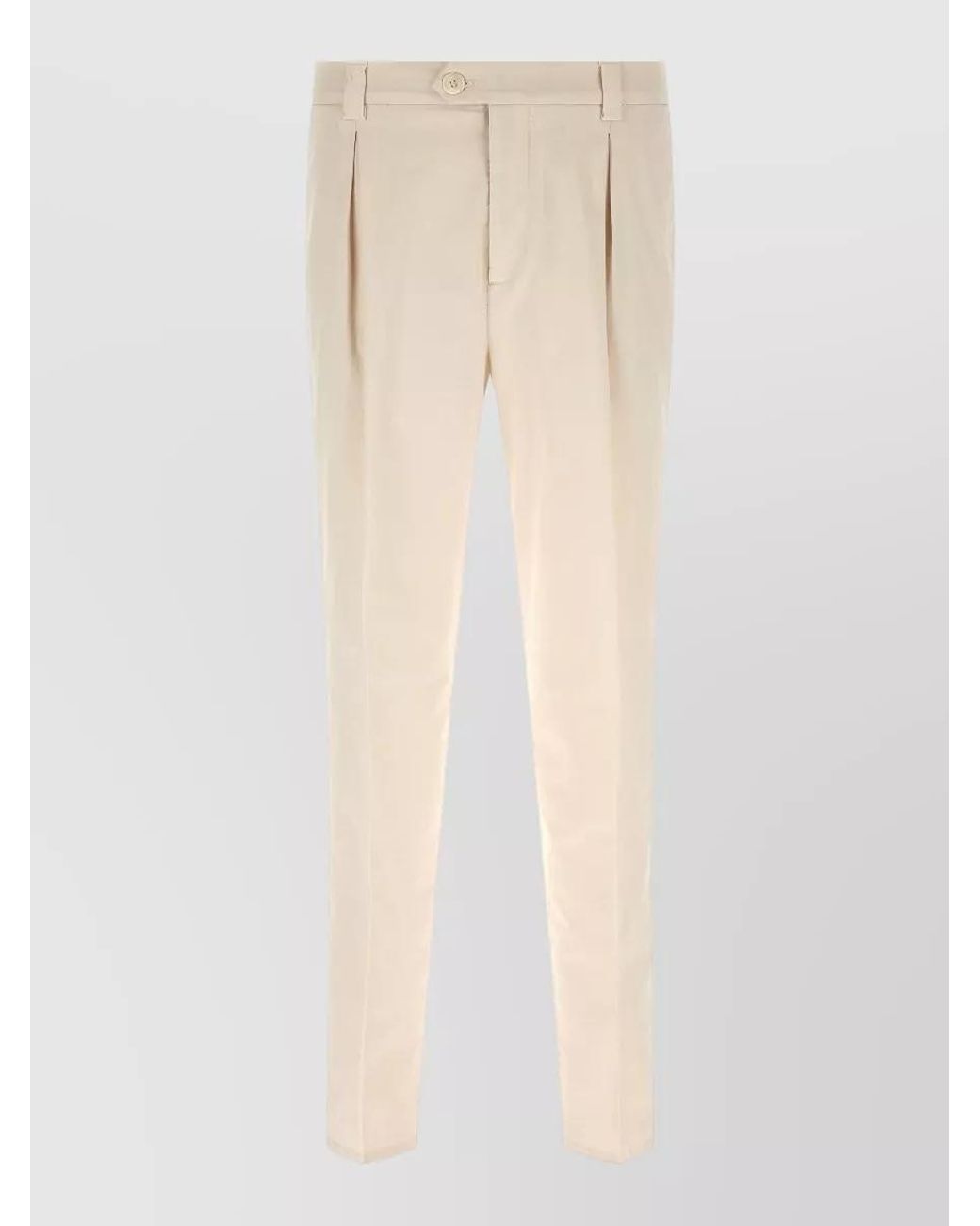 Brunello Cucinelli Natural Cotton Tailored Trousers for men