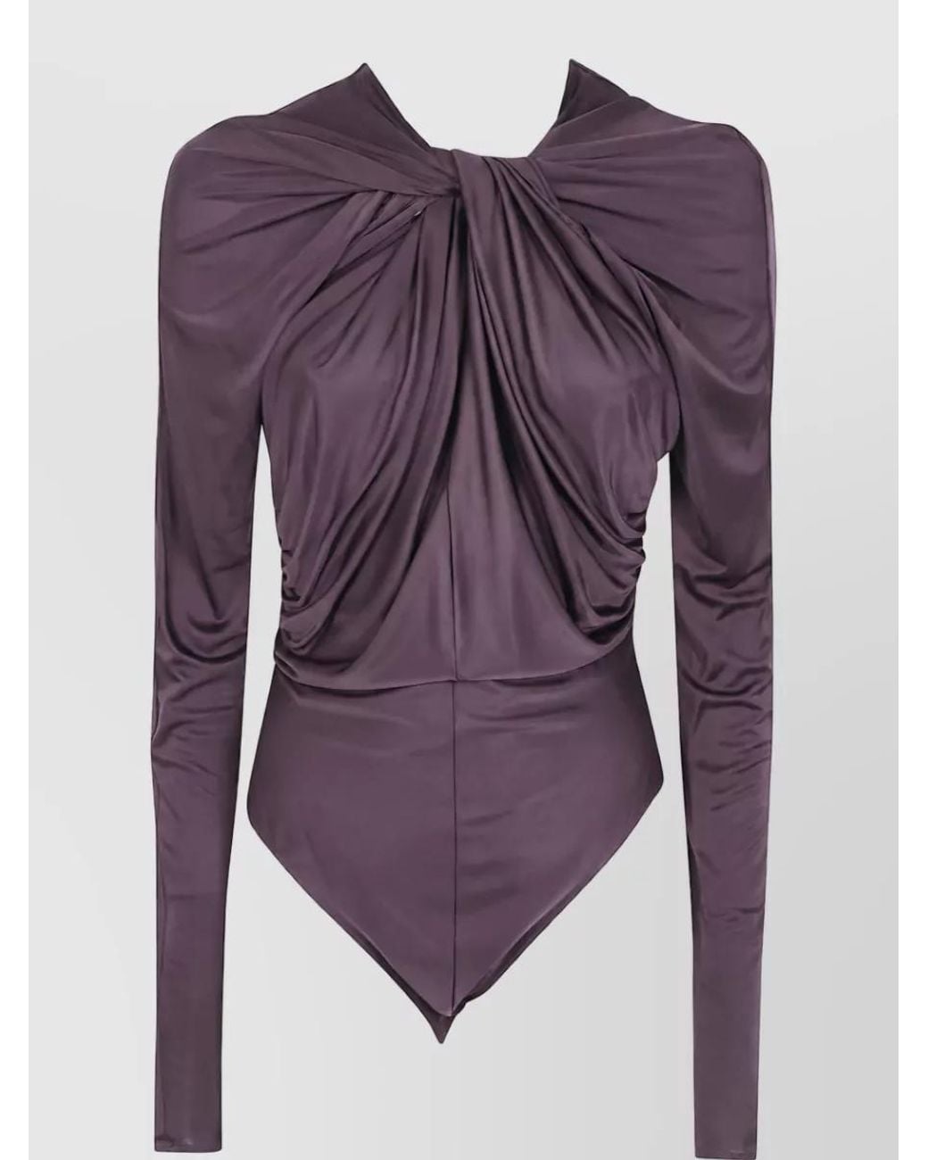 Balmain Purple Twist Detail Long Sleeve Bodysuit