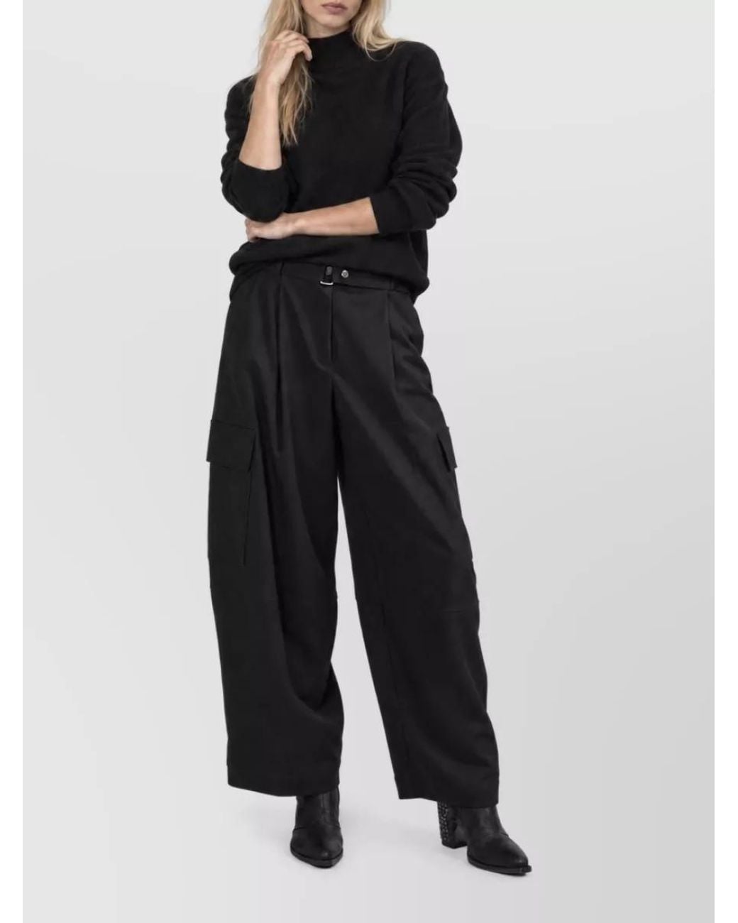 P.A.R.O.S.H. Black Wide-Leg Trousers