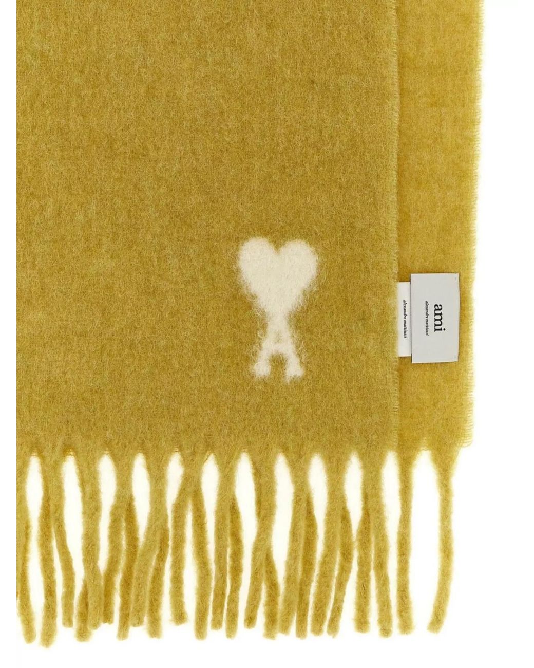 AMI Yellow Alpaca-Blend Fringed Scarf for men