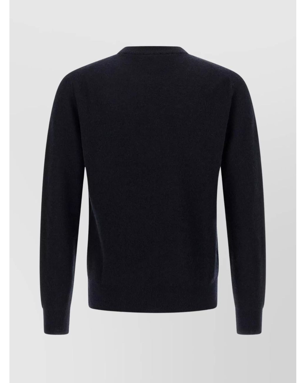 Brioni Blue Crew Neck Cashmere Sweater With Ribbed Cuffs And Hem for men