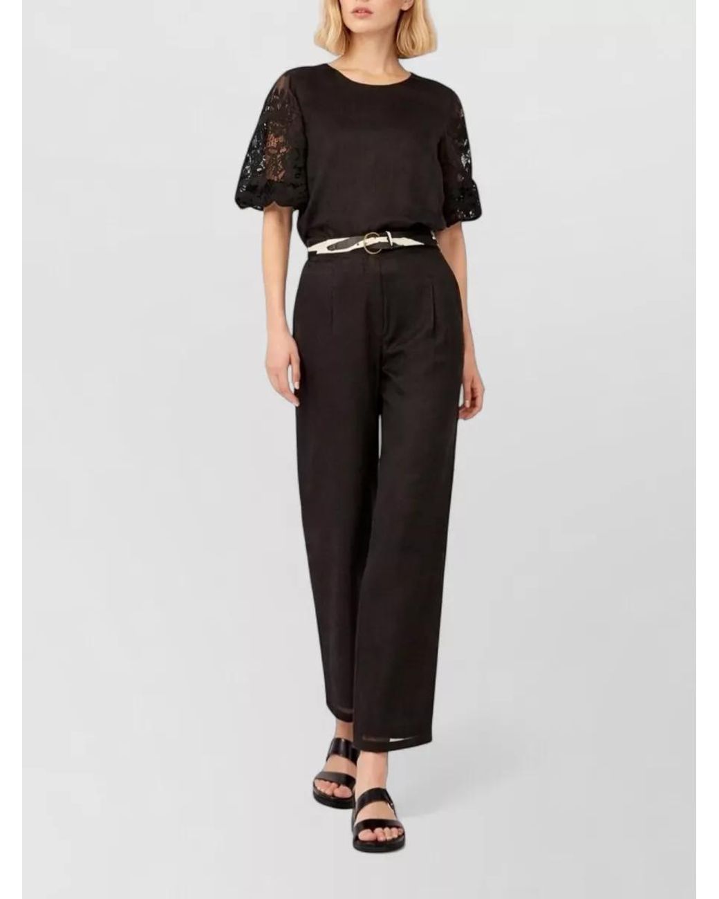Max Mara Black Lace Sleeve Blouse