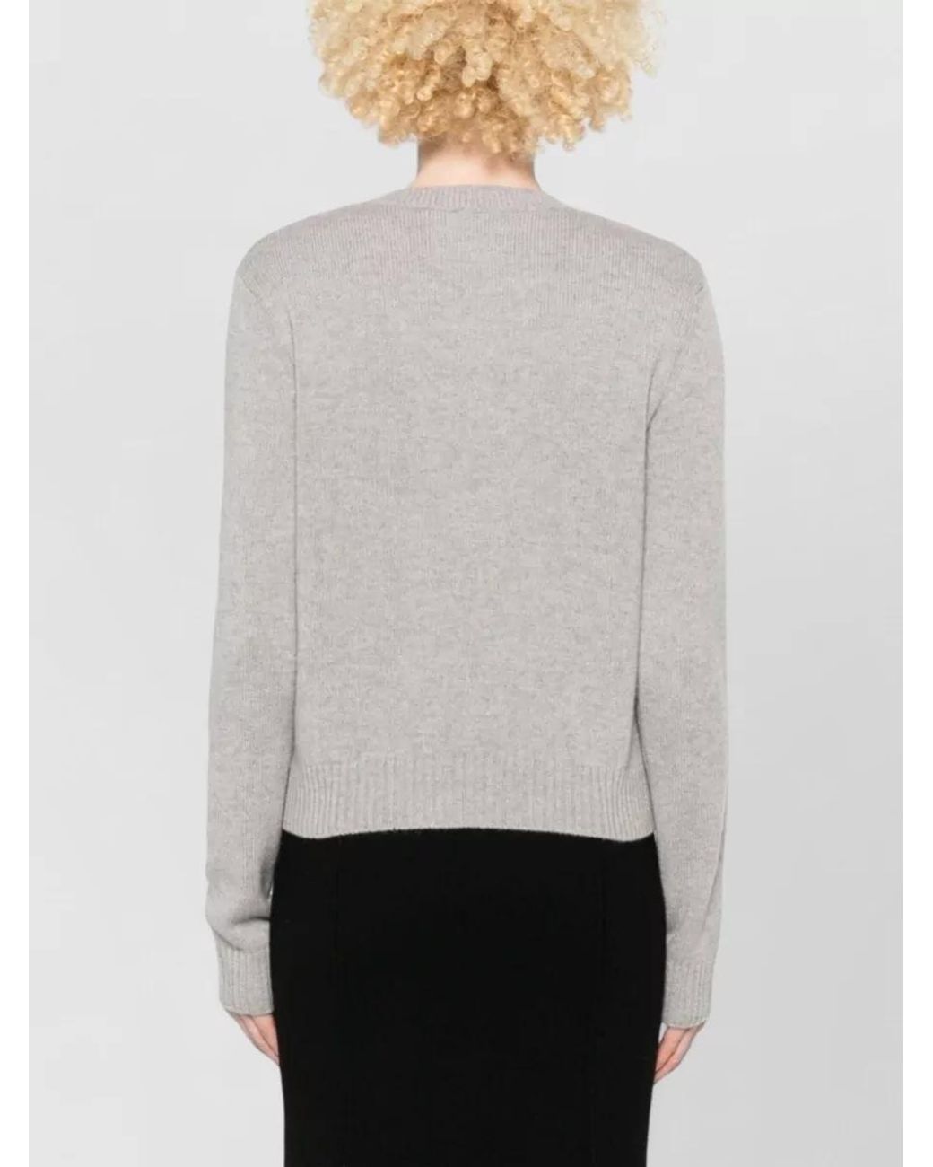 Lisa Yang White Cashmere Mélange Crew-Neck Long-Sleeve Jumper