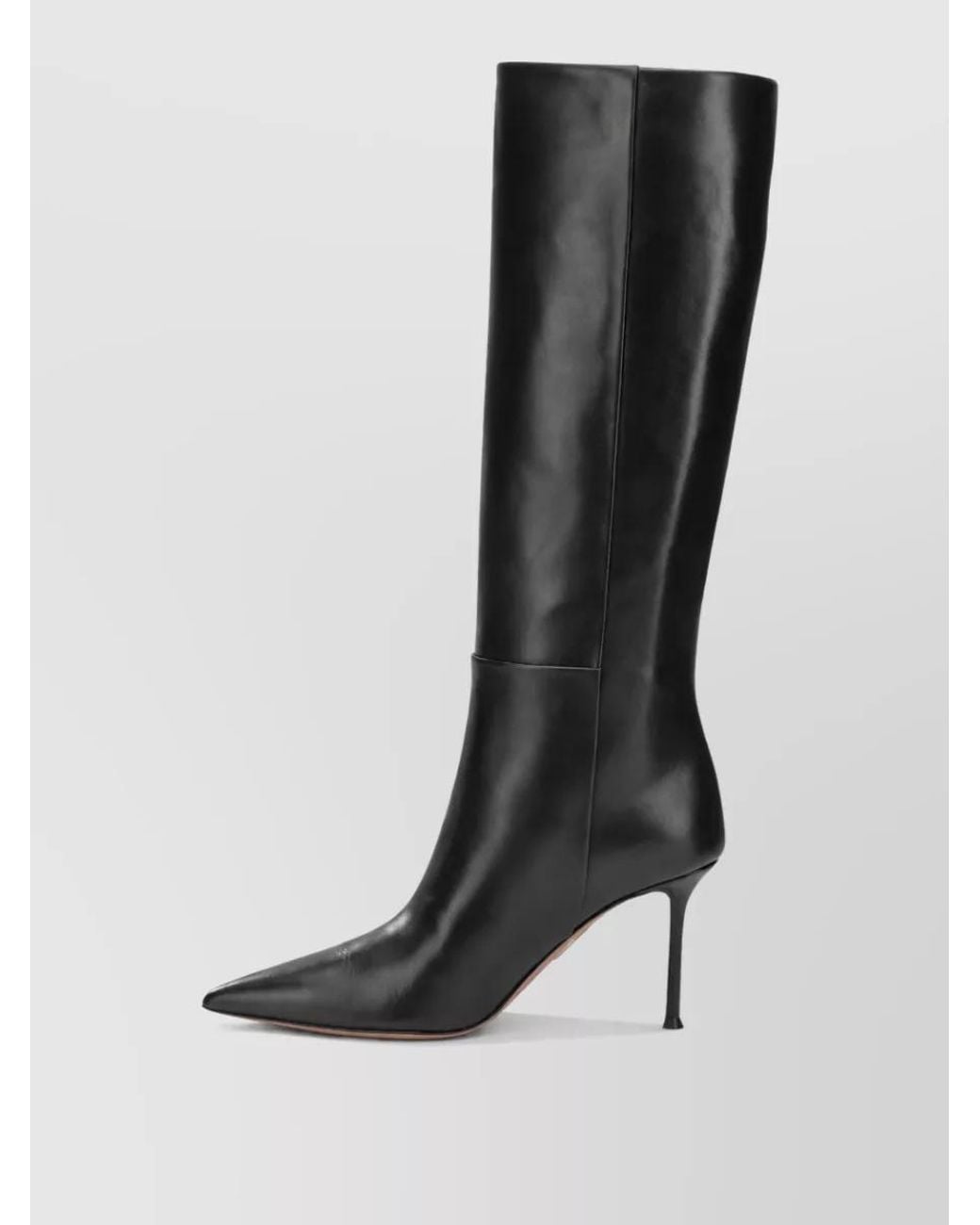 Aquazzura Black Leather Harper 85Mm Knee-High Boots
