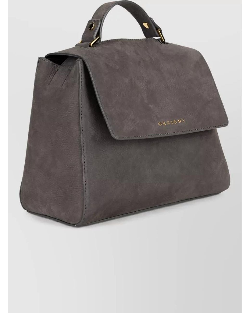 Orciani Gray Leather Shoulder Bag