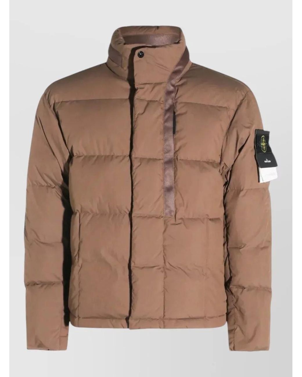 Stone Island Brown Down Padded Coat for men