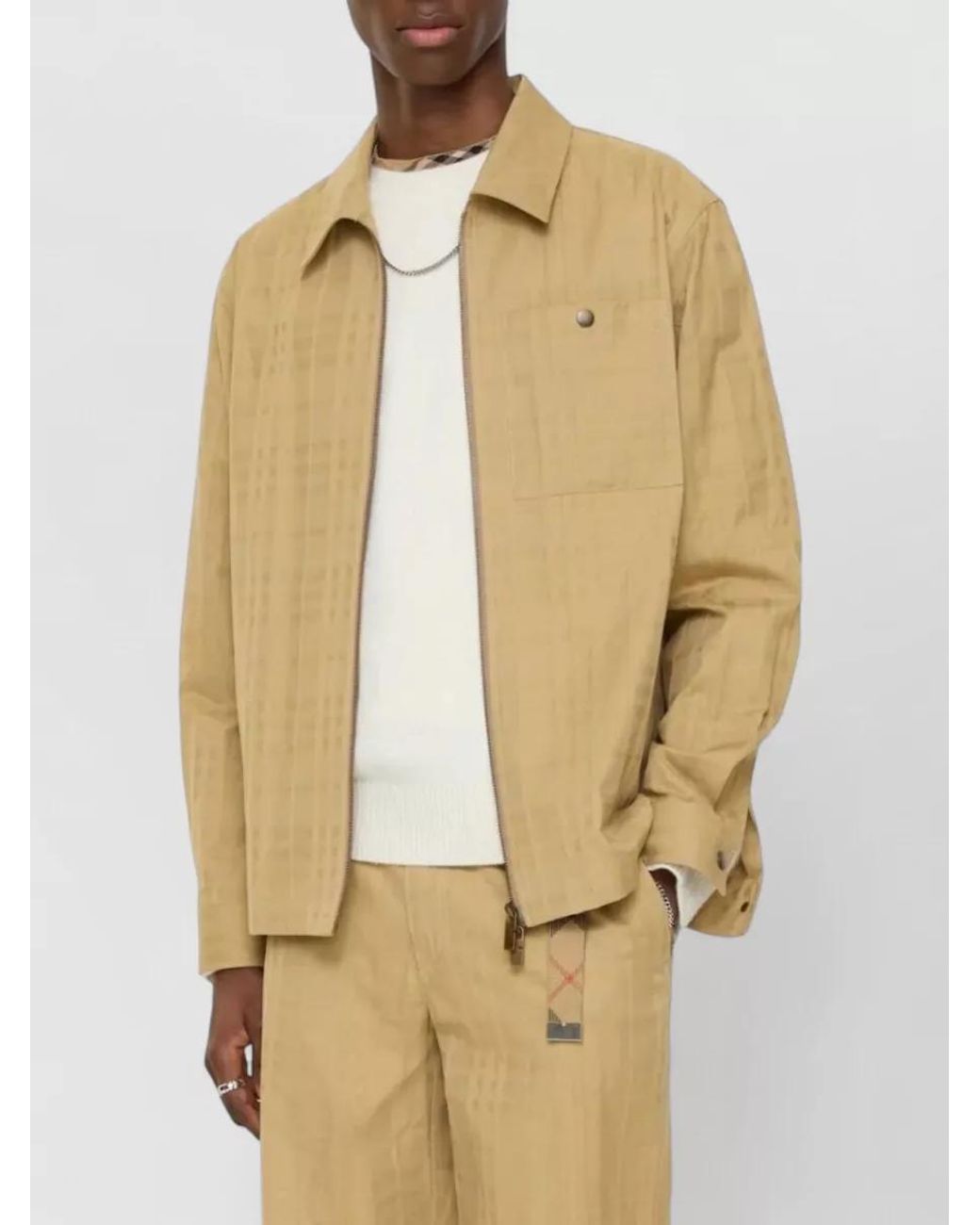 Burberry Natural Cotton Checked Overshirt Jacket for men