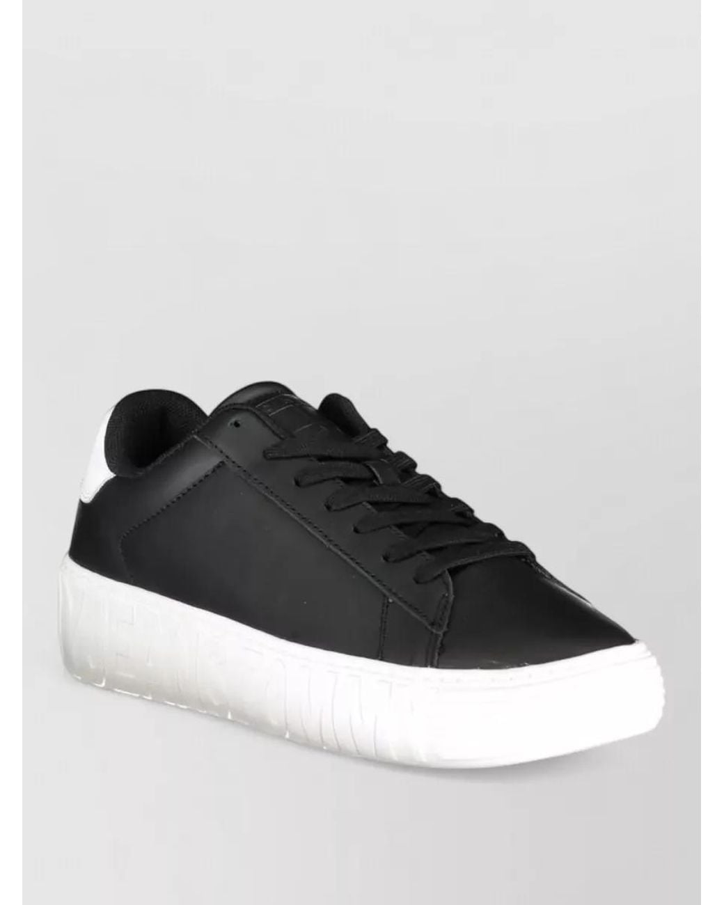 Tommy Hilfiger Black Leather Lace-Up Sneakers for men