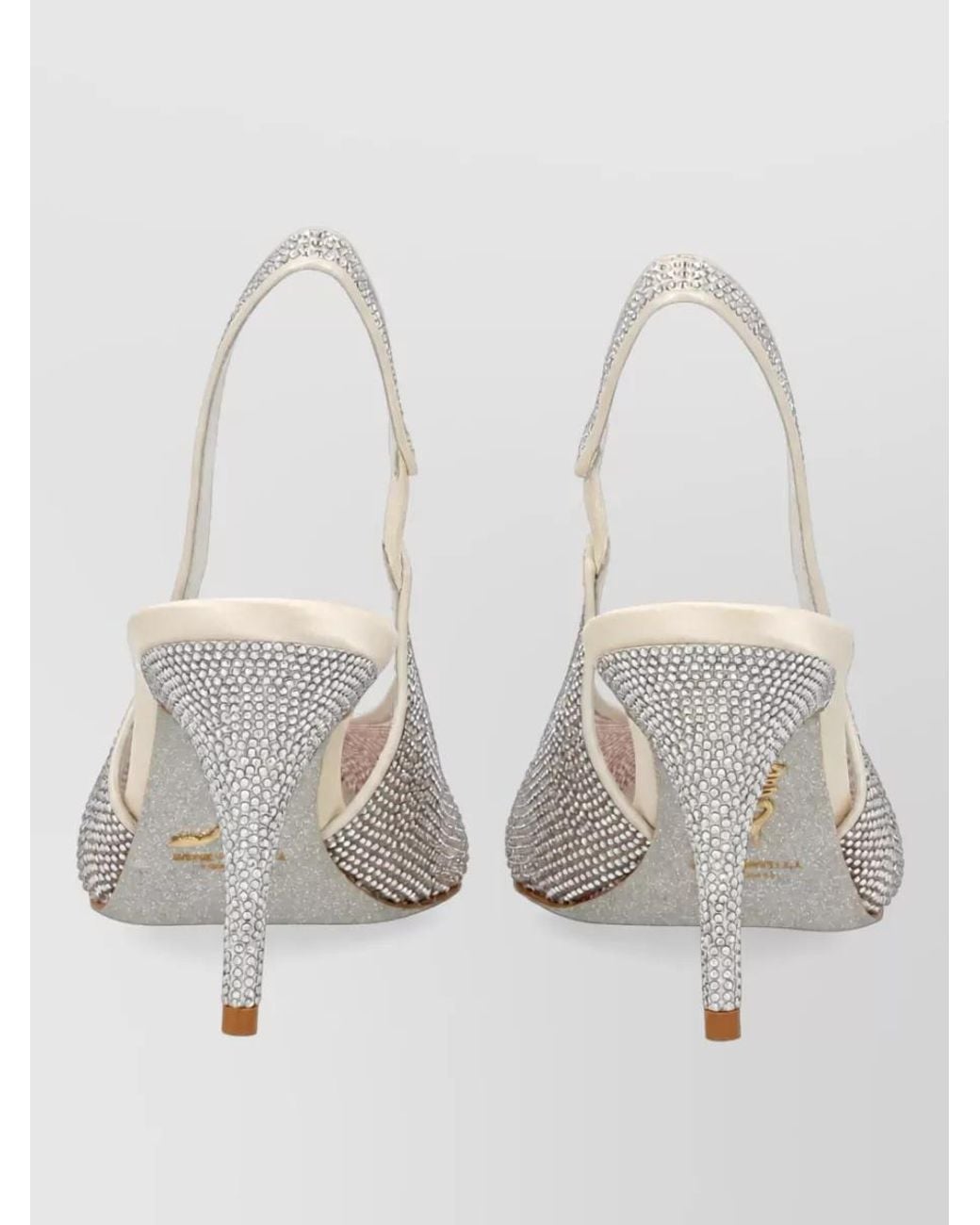 Rene Caovilla White Embellished Slingback Mules