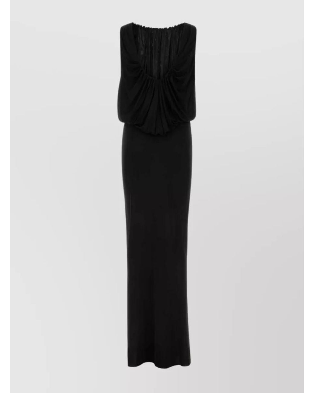 Saint Laurent Black Draped Sleeveless Maxi Dress