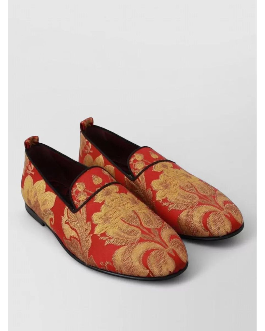 Dolce & Gabbana Orange Silk Brocade Slippers for men