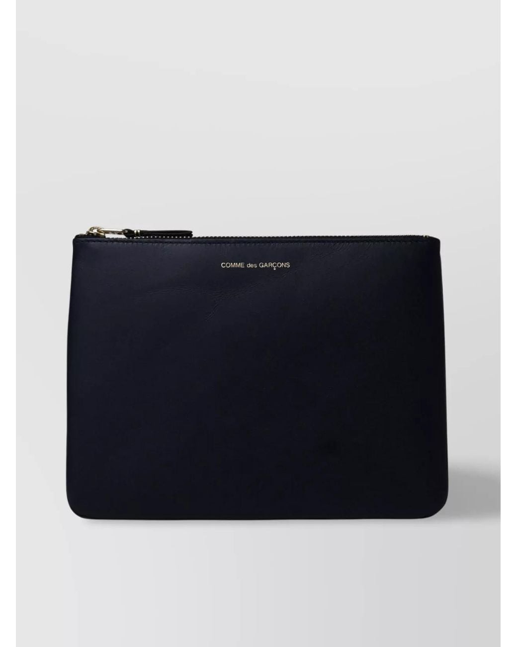 Comme des Garçons Blue Leather Zip Pouch for men