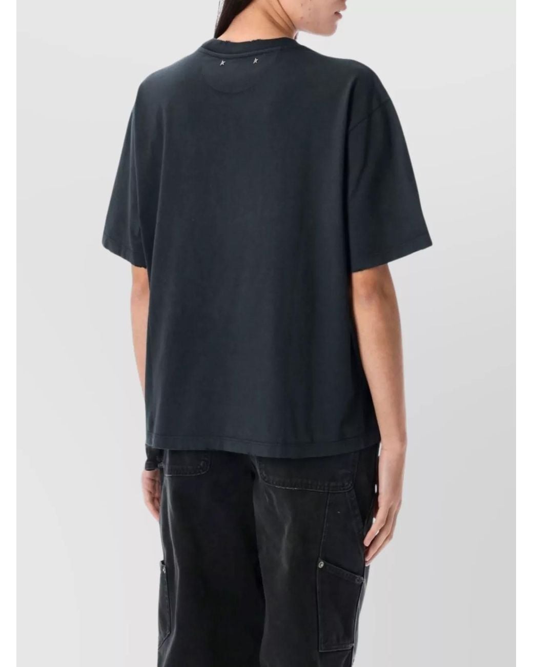 Golden Goose Deluxe Brand Black Cotton Crystal Embellished Boxy T-Shirt