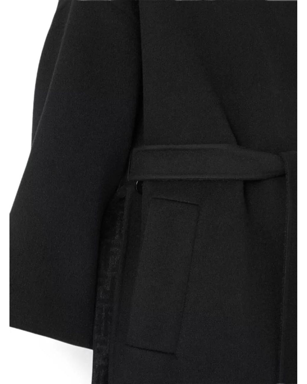 Fendi Black Wool Belted Midi Coat